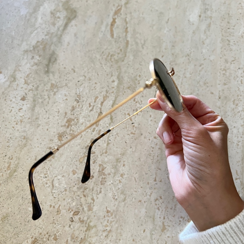 Ray-Ban oval flat metal sunglasses gold tortoise and green lenses RB3547-N 48/21 - Picture 9 of 17